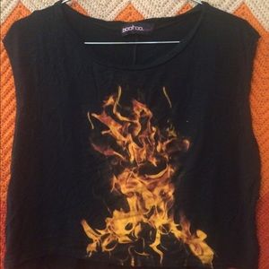 Cropped Fire Print Tank