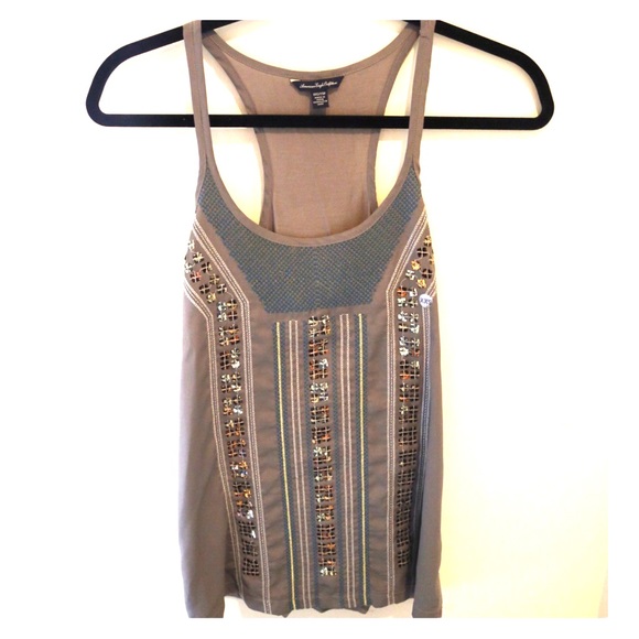Brand New Embroidered Mirror Tank