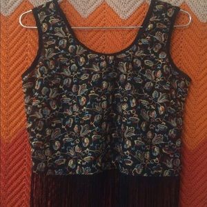 Paisley Chiffon Crop Top with Tassels