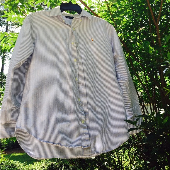 Ralph Lauren Blue and White Striped Button Down