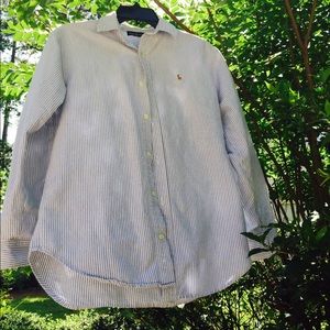 Ralph Lauren Blue and White Striped Button Down