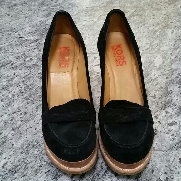 Kors black suede wedge
