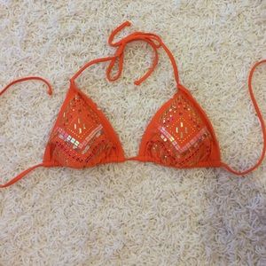 Orange sequined bikini top
