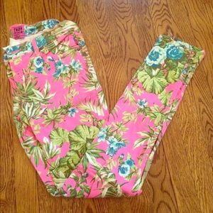 Bright pink floral jeans