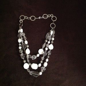 White and Silver bead necklace - Best offer