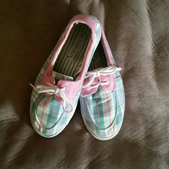 Plaid boat shoes