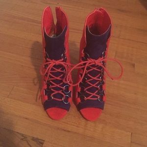 Orange/purple janelle heels