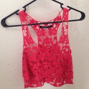 Pink/red crochet crop top