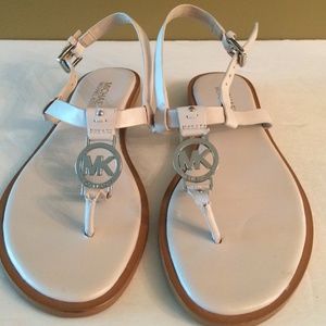 White and Tan Michael Kors Sandals Size 6.5 M!
