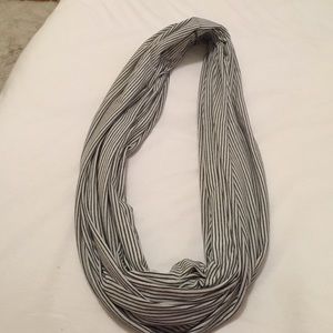 Black and white striped infinity scarf