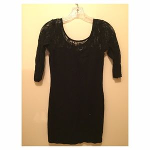 H&M black bodycon lace dress size 6