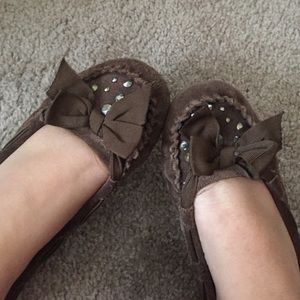 Brown Cloth American Eagle Moccasins!