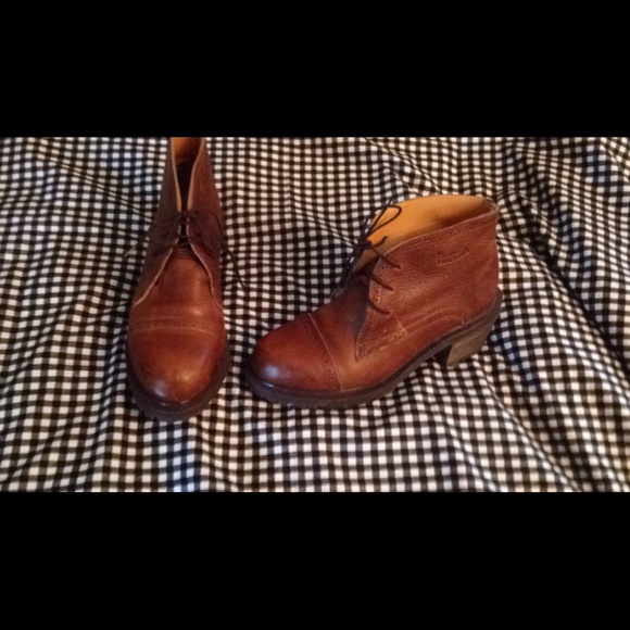 Dr Martens leather lace up boots with a heel