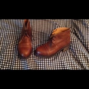 Dr Martens leather lace up boots with a heel