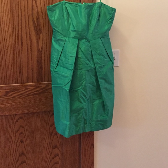 Green silk j crew wedding bridesmaid dress