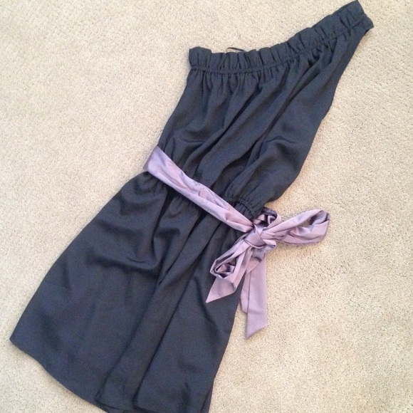 LUSH dress in Black with purple sash