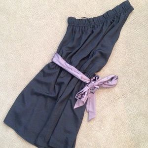 LUSH dress in Black with purple sash