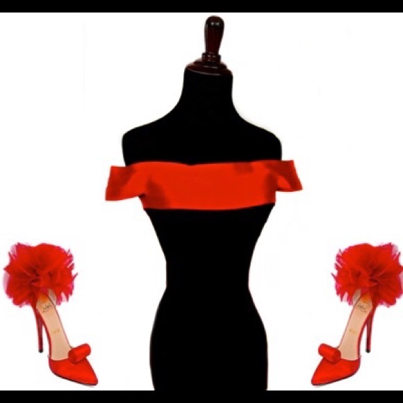 SOLD in my other store HERVE LEGER BLK RED DRESS - Picture 1 of 4