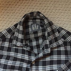 Terrific black and white checked shirt.