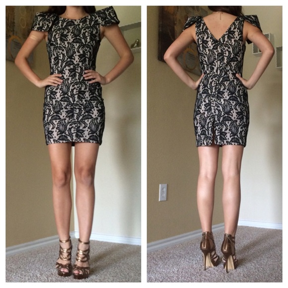 Topshop Dresses & Skirts - Lace black and beige dress top shop