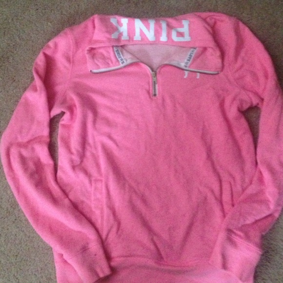 PINK quarter zip crew neck sweatshirt size small