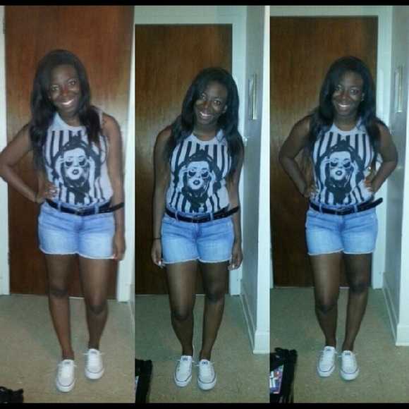 light blue denim shorts