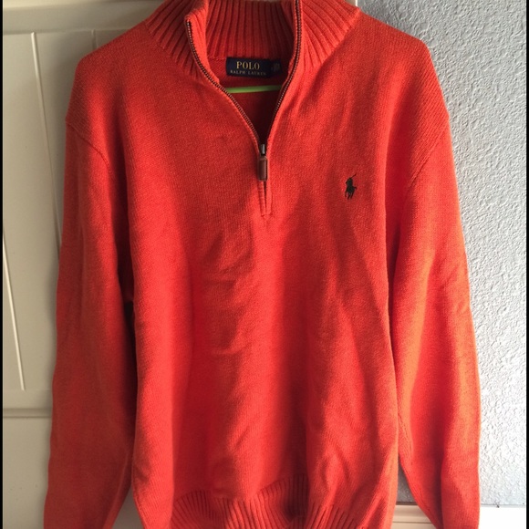 Polo Quarter Zip Sweater Large Orange