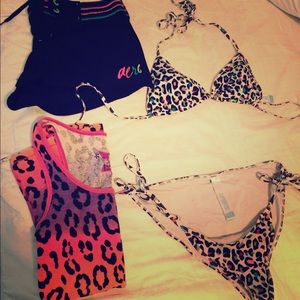 Pink medium bikini and aero tank w/ shorts medium