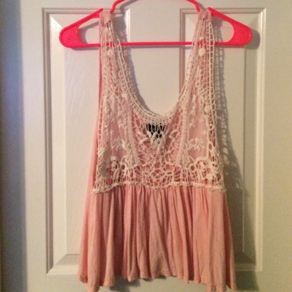Pink lace tank top
