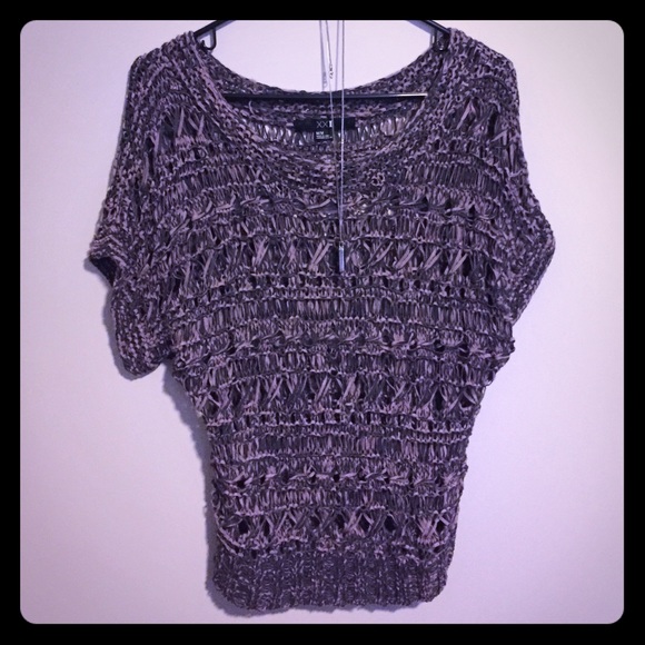 Light pink and grey crochet top