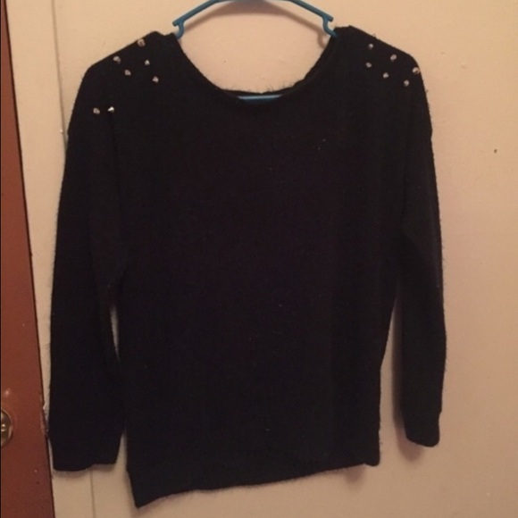 Black Sweater w/ Studded Shoulders