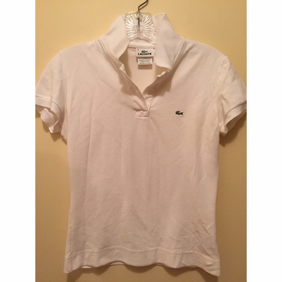 White Lacoste classic pique polo, size 36 (XS-S)