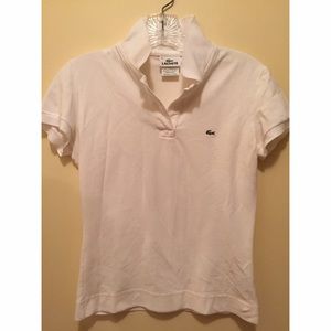 White Lacoste classic pique polo, size 36 (XS-S)