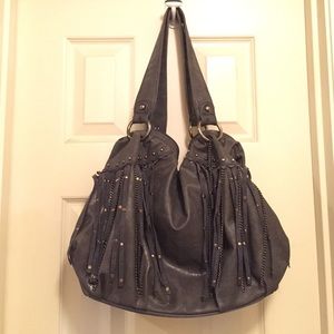 Grey fringe purse