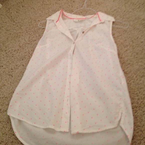 H&M tank Oxford pink polka dots S-M