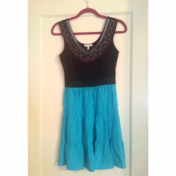 Delias Black and Blue Beaded Dress - Picture 1 of 1