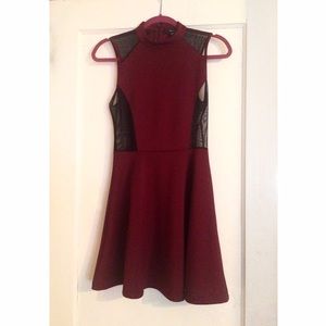 Maroon and Black Mesh Dress