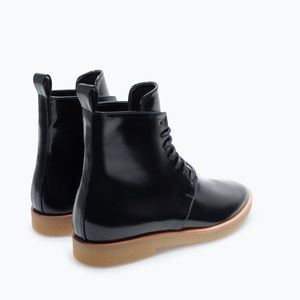 Black Zara Contrast Ankle Boots