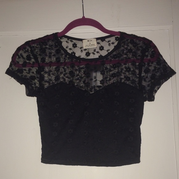 Black Mesh Crop-top (new with tags) - Picture 1 of 1
