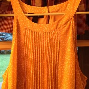 Alfani Pleated Mustard Gold Tank. Size 14. Lined