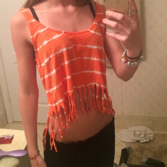 Orange and white crop top