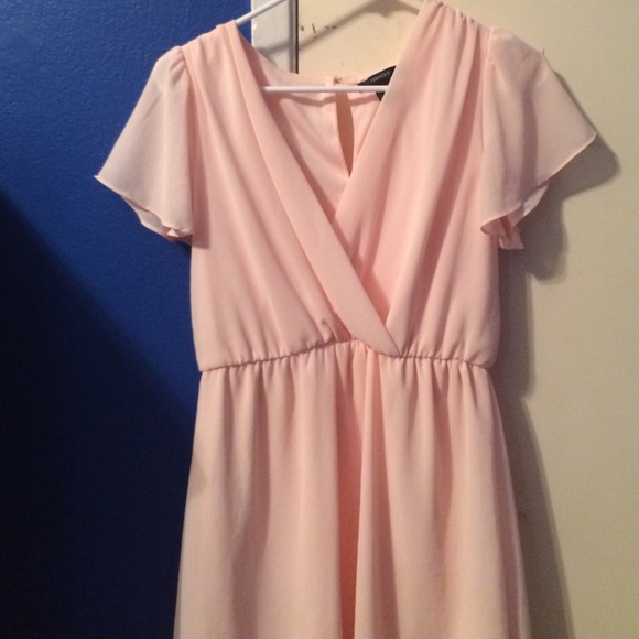 pink chiffon sleeved dress
