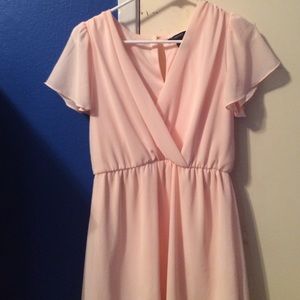 pink chiffon sleeved dress