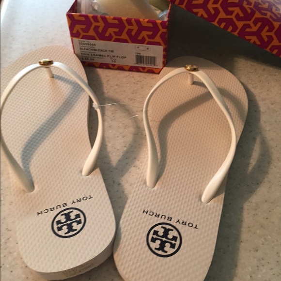 White Tory Burch Flip-Flops
