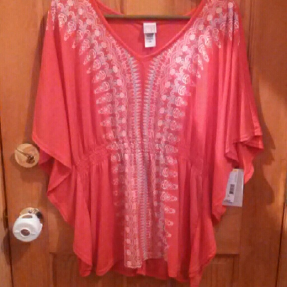 Salmon colored dolman top