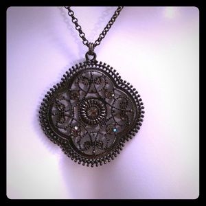 Express black rhinestone pendant necklace