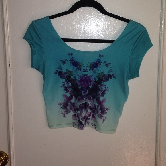 Blue Floral Crop Top