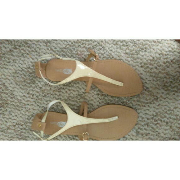 cream and Brown Sandals