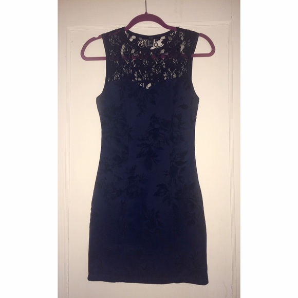 Black and Blue Lace Body-con Dress - Picture 1 of 1