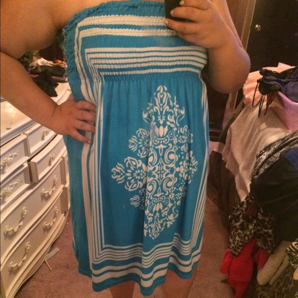 Blue and white summer dress